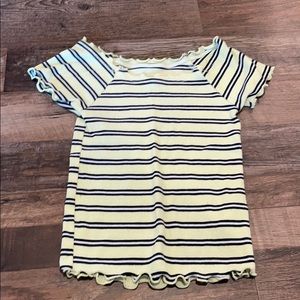 Justice girls yellow stripe crop top size 7/8